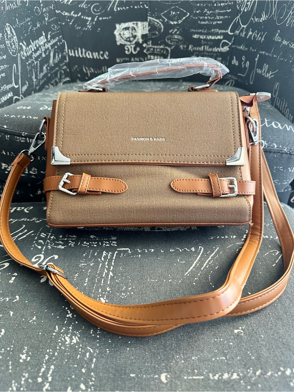 Brown Canvas Crossbody Satchel for Men